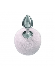 Серебристая анальная пробка с белым пушистым хвостиком Twinkle - Lola Games - купить с доставкой в Королеве