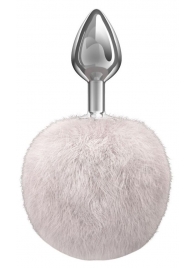 Серебристая анальная пробка с белым пушистым хвостиком Twinkle - Lola Games - купить с доставкой в Королеве