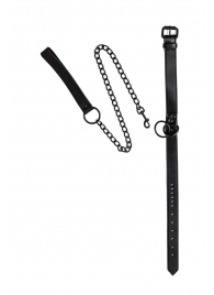 Черный ошейник Sin с поводком - Lola Games - купить с доставкой в Королеве