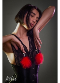 Зажимы на соски с красным пухом Euphoric - Lola Games - купить с доставкой в Королеве