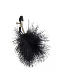 Зажимы на соски с черным пухом Euphoric - Lola Games - купить с доставкой в Королеве