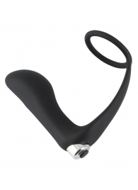 Черное эрекционное кольцо с анальной вибропробкой Vibrating Ring   Plug - Orion - в Королеве купить с доставкой