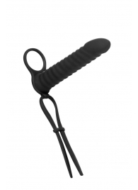 Черная вибронасадка для двойного проникновения Rori - 17 см. - Lola Games - купить с доставкой в Королеве