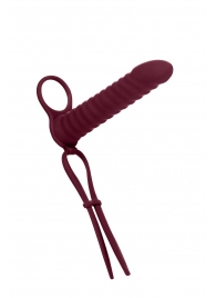 Бордовая вибронасадка для двойного проникновения Rori - 17 см. - Lola Games - купить с доставкой в Королеве