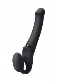 Черный безремневой вибрострапон Silicone Bendable Strap-On M - Strap-on-me - купить с доставкой в Королеве