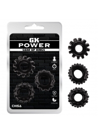 Набор из 3 черных эрекционных колец Gear Up Rings - Chisa - в Королеве купить с доставкой