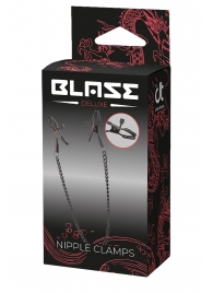 Черные зажимы на соски на цепочке BLAZE DELUXE NIPPLE CLAMPS - Dream Toys - купить с доставкой в Королеве