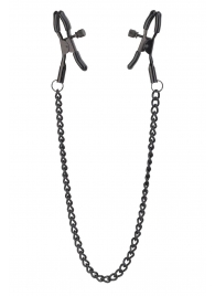 Черные зажимы на соски на цепочке BLAZE DELUXE NIPPLE CLAMPS - Dream Toys - купить с доставкой в Королеве