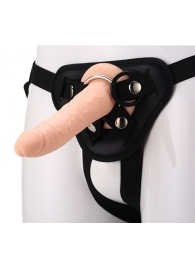 Телесный страпон на черных трусиках STRAP ON REAL DILDO - 20 см. - Dream Toys - купить с доставкой в Королеве