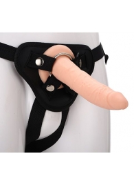 Телесный страпон на черных трусиках STRAP ON REAL DILDO - 20 см. - Dream Toys - купить с доставкой в Королеве