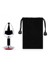 Серебристая анальная пробка с красным стразом - 7,2 см. - Anal Jewelry Plug - купить с доставкой в Королеве