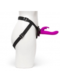 Лиловый страпон Rechargeable Vibrating Strap-On Harness Set - 17,6 см. - Happy Rabbit - купить с доставкой в Королеве