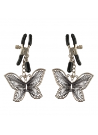 Зажимы на соски с бабочками Butterfly Nipple Clamps - Pipedream - купить с доставкой в Королеве