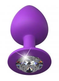 Фиолетовая анальная пробка со стразом Her Little Gem Large Plug - 9,5 см. - Pipedream - купить с доставкой в Королеве