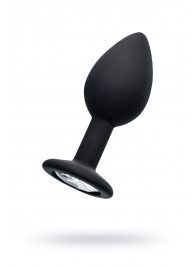 Черная анальная втулка с прозрачным стразом - 7,2 см. - POPO Pleasure - купить с доставкой в Королеве