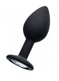 Черная анальная втулка с прозрачным стразом - 7,2 см. - POPO Pleasure - купить с доставкой в Королеве