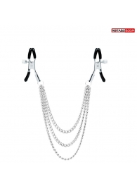 Оригинальные зажимы на соски с тройной цепочкой - Notabu - купить с доставкой в Королеве