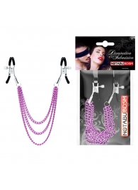 Оригинальные зажимы на соски с тройной розовой цепочкой - Notabu - купить с доставкой в Королеве