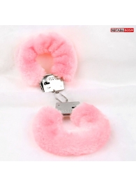 Металлические наручники с мягкой нежно-розовой опушкой - Notabu - купить с доставкой в Королеве