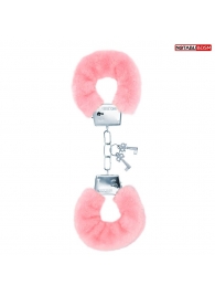 Металлические наручники с мягкой нежно-розовой опушкой - Notabu - купить с доставкой в Королеве