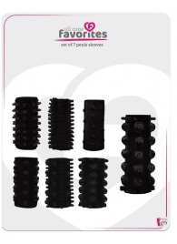 Набор из 7 черных насадок PENIS SLEEVES SET - Dream Toys - в Королеве купить с доставкой