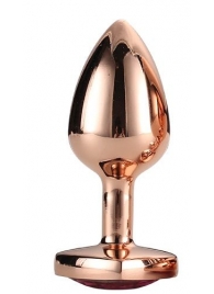 Золотистая анальная втулка с кристаллом-сердечком розового цвета - 7,1 см. - Dream Toys - купить с доставкой в Королеве