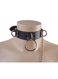 Черный кожаный ошейник Big Ring - Sitabella - купить с доставкой в Королеве