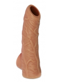 Телесная открытая насадка-реалистик с подхватом мошонки Nude Sleeve L - 14 см. - KOKOS - в Королеве купить с доставкой