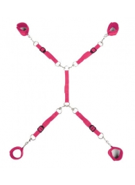 Ярко-розовый набор фиксаций на кровати Classic Bed Spreader - Lux Fetish - купить с доставкой в Королеве