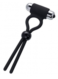 Черное эрекционное лассо Ect с виброэлементом - A-toys - в Королеве купить с доставкой