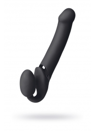 Черный безремневой вибрострапон Vibrating Bendable Strap-On L - Strap-on-me - купить с доставкой в Королеве