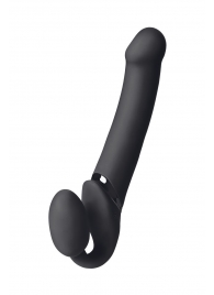 Черный безремневой вибрострапон Vibrating Bendable Strap-On L - Strap-on-me - купить с доставкой в Королеве