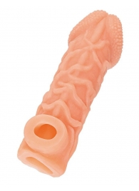 Телесная закрытая насадка с венками Cock Sleeve Size S - 13,8 см. - KOKOS - в Королеве купить с доставкой