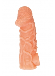 Телесная закрытая насадка с венками Cock Sleeve Size M - 15,6 см. - KOKOS - в Королеве купить с доставкой