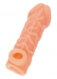 Телесная закрытая насадка с венками Cock Sleeve Size L - 17,6 см. - KOKOS - в Королеве купить с доставкой