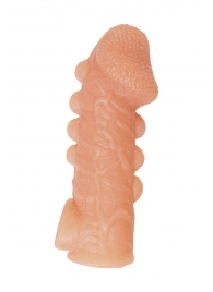 Телесная закрытая насадка с шишечками Cock Sleeve Size L - 17,6 см. - KOKOS - в Королеве купить с доставкой