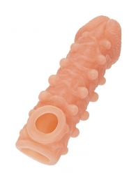 Телесная закрытая насадка с шариками Cock Sleeve Size M - 15,6 см. - KOKOS - в Королеве купить с доставкой