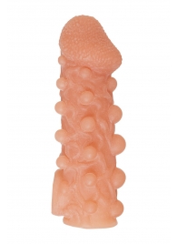 Телесная закрытая насадка с шариками Cock Sleeve Size L - 17,6 см. - KOKOS - в Королеве купить с доставкой
