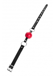Красный кляп-шар на черных ремешках - ToyFa - купить с доставкой в Королеве