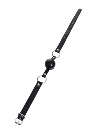 Черный кляп-шар на кожаных ремешках Anonymo - ToyFa - купить с доставкой в Королеве