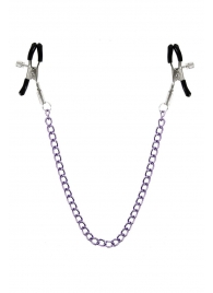 Зажимы для сосков с фиолетовой цепочкой Sweet Caress Nipple Chain - Sweet Caress - купить с доставкой в Королеве