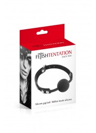 Черный силиконовый кляп-шарик на ремешках - Fetish Tentation - купить с доставкой в Королеве