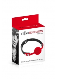 Красный кляп-шарик на черных ремешках - Fetish Tentation - купить с доставкой в Королеве