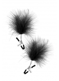 Зажимы на соски с черными пуховыми кисточками Sweet Caress Feather Nipple Clumps - Sweet Caress - купить с доставкой в Королеве