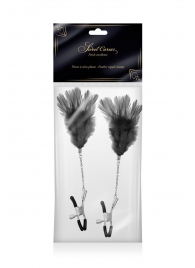 Зажимы для сосков с черными перьями Sweet Caress Feather Nipple Clumps - Sweet Caress - купить с доставкой в Королеве
