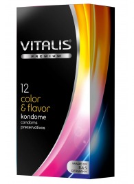 Цветные ароматизированные презервативы VITALIS PREMIUM color   flavor - 12 шт. - Vitalis - купить с доставкой в Королеве