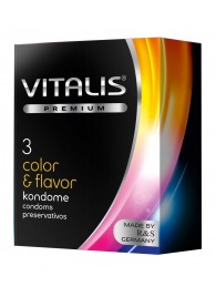 Цветные ароматизированные презервативы VITALIS PREMIUM color   flavor - 3 шт. - Vitalis - купить с доставкой в Королеве