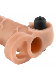 Телесная вибронасадка с кольцом Vibrating Real Feel 2 Extension - 16 см. - Pipedream - в Королеве купить с доставкой