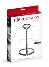 Черная упряжь на тело с шипами на ошейнике - Fetish Tentation - купить с доставкой в Королеве