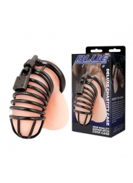 Черная металлическая клетка с замком Deluxe Chastity Cage - BlueLine - купить с доставкой в Королеве